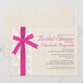 Invitations fuchsia de Fête de la mariée d'arc et (Devant / Derrière)