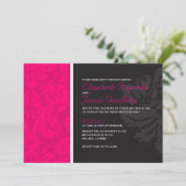 Invitations fuchsia de mariage damassé (Debout devant)