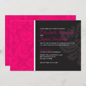 Invitations fuchsia de mariage damassé (Devant / Derrière)