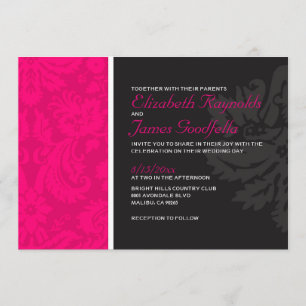 Invitations fuchsia de mariage damassé