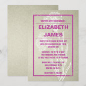 Invitations fuchsia vintages rustiques de mariage (Devant / Derrière)