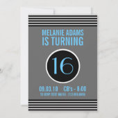 Invitations funky 16e anniversaire de fête (Dos)