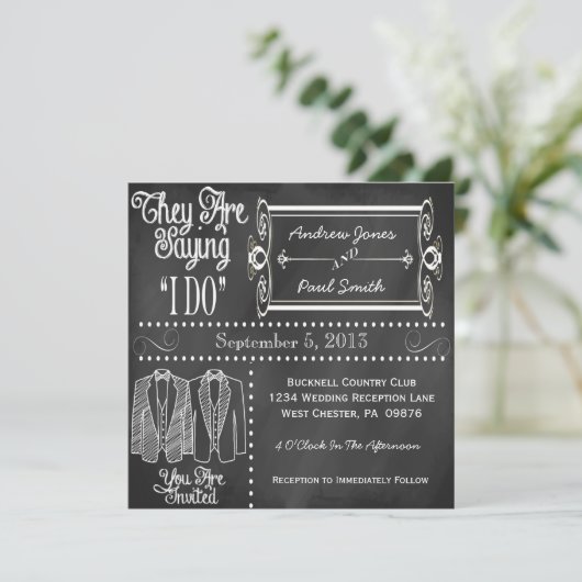Invitations gaies de mariage de smoking de tableau (Debout devant)