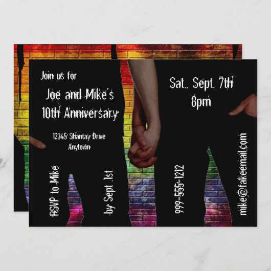 Invitations Gay Anniversaire (Devant / Derrière)
