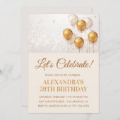 Invitations Gold 59e anniversaire Ballons (Devant / Derrière)
