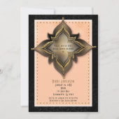 Invitations Gold Black & Peach Exotic Flower Party (Devant)