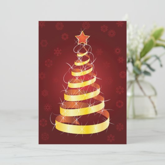 Invitations Gold Christmas Tree (Debout devant)