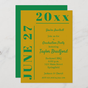 Invitations Gold et Green Graduation Party