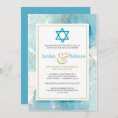 Invitations Gold et Turquoise Mitzvah (Devant / Derrière)