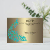 Invitations Gold et Turquoise Peacock RSVP (Debout devant)