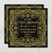 Invitations Gold Flourish Rosh Hashanah (Devant / Derrière)