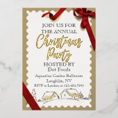 Invitations Gold Foil de fête de Noël d'entreprise (Recto)