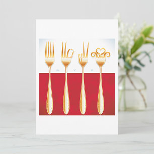 Invitations Gold Forks