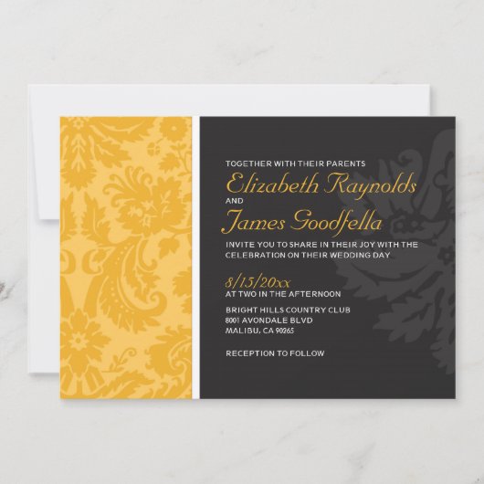 Invitations Gold Mariage damassé (Devant)