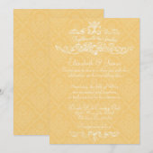 Invitations Gold Mariage damassé de luxe simples (Devant / Derrière)