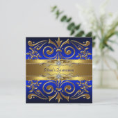 Invitations Gold Royal Blue Quinceanera (Debout devant)