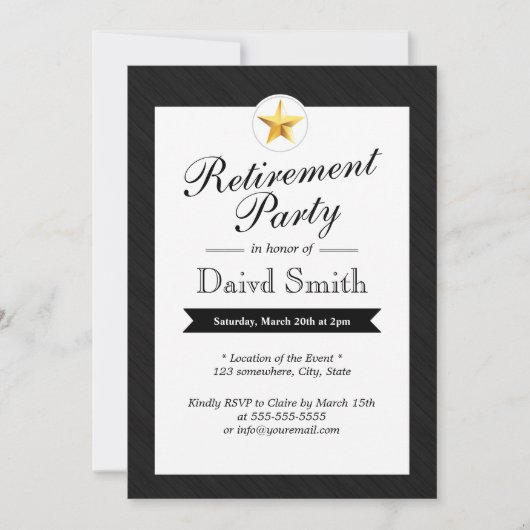 Invitations Gold Star Retraite Party (Devant)
