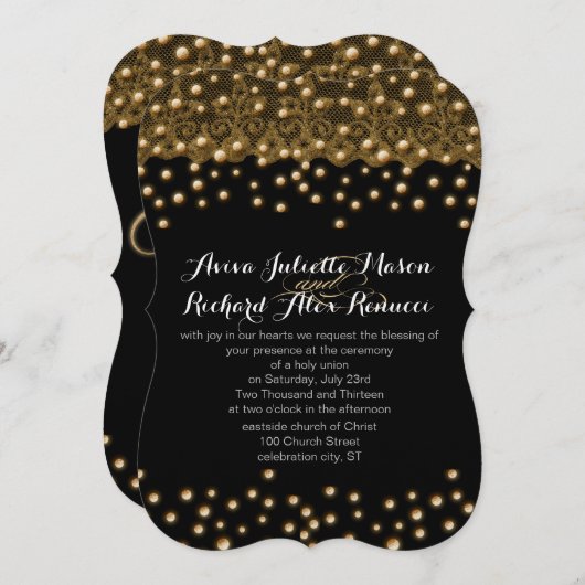 Invitations Gold Wedding (Devant / Derrière)