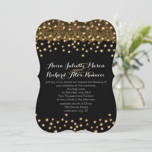 Invitations Gold Wedding (Debout devant)