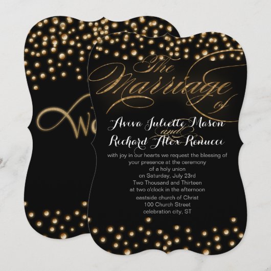 Invitations Gold Wedding (Devant / Derrière)