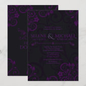 Invitations gothiques de mariage de prune (Devant / Derrière)