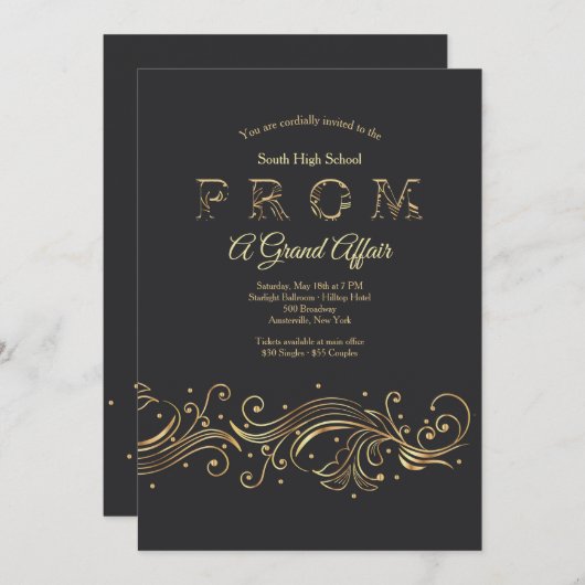 Invitations grandes d'un bal d'étudiants d'affaire (Devant / Derrière)