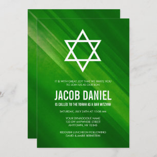 Invitations Green Grunge Bar Mitzvah