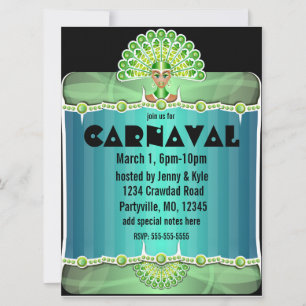 Invitations Green Peacock Lady Carnaval