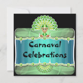 Invitations Green Peacock Lady Carnaval (Dos)