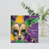 Invitations Green Purple Gold Masquerade Party (Debout devant)