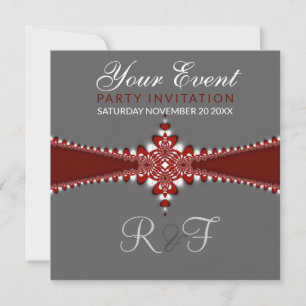 Invitations Grey Red Royale