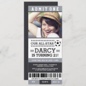 Invitations gris et noirs d'anniversaire de billet (Devant / Derrière)