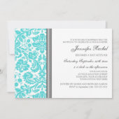 Invitations grises de bat mitzvah de damassé (Dos)