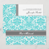 Invitations grises de bat mitzvah de damassé (Devant / Derrière)
