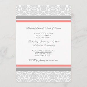 Invitations grises de corail de partie de