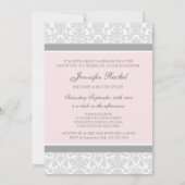 Invitations grises roses de bat mitzvah de damassé (Dos)