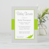 Invitations grises vertes de baby shower de cosse (Debout devant)