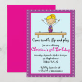 Invitations Gymnastiques à la fête d'anniversaire (Devant / Derrière)