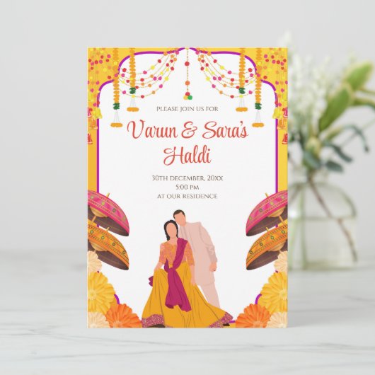 Invitations Haldi numérique et invitations Haldi n (Debout devant)