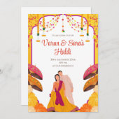 Invitations Haldi numérique et invitations Haldi n (Devant / Derrière)