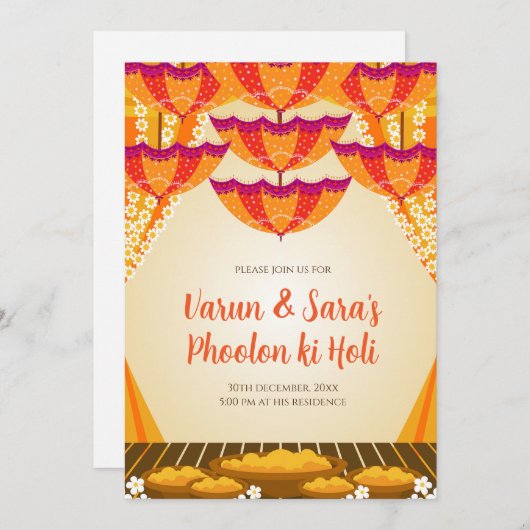 Invitations Haldi numérique et invitations Haldi n (Devant / Derrière)