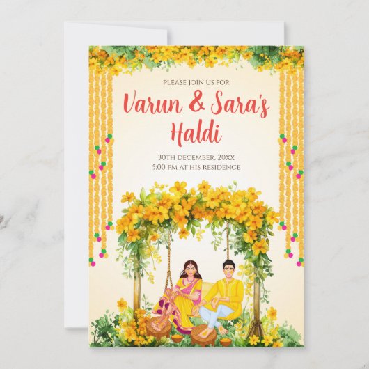 Invitations Haldi numérique invitations Pithi (Devant)