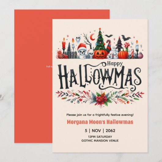 Invitations Hallowmas Halloween Christmas Mashup (Devant / Derrière)