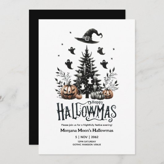 Invitations Hallowmas Halloween Christmas Mashup (Devant / Derrière)