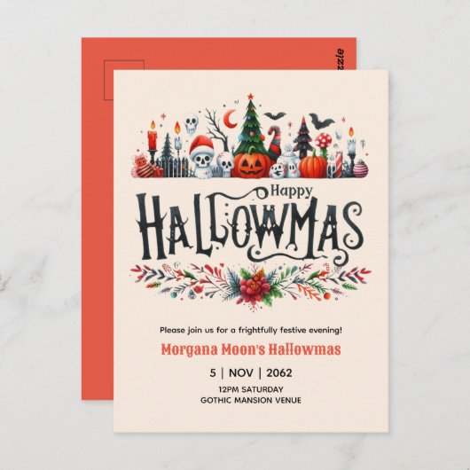 Invitations Hallowmas Halloween Christmas Mashup (Devant / Derrière)