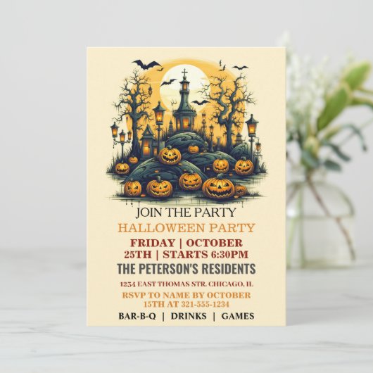 Invitations Haunted Graveyard Halloween Party (Debout devant)