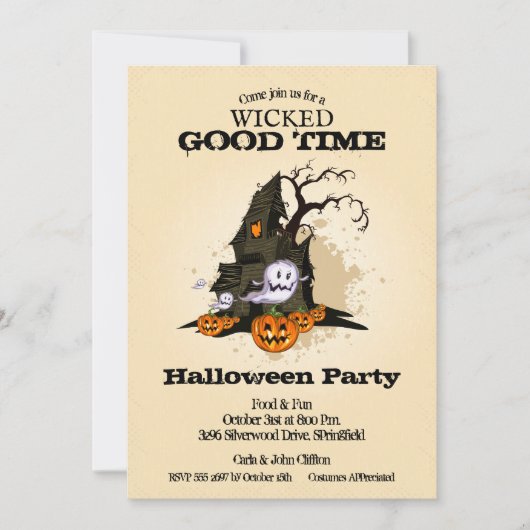 Invitations Haunted House Halloween (Devant)