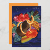 Invitations hawaïennes de Luau de ketmie d'ukulélé (Devant / Derrière)