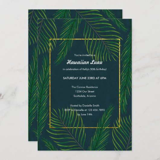 Invitations Hawaiian Luau (Devant / Derrière)