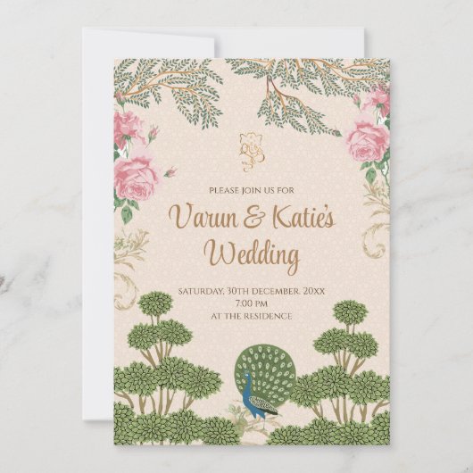Invitations hindoues et Faire-part de mariage indi (Devant)